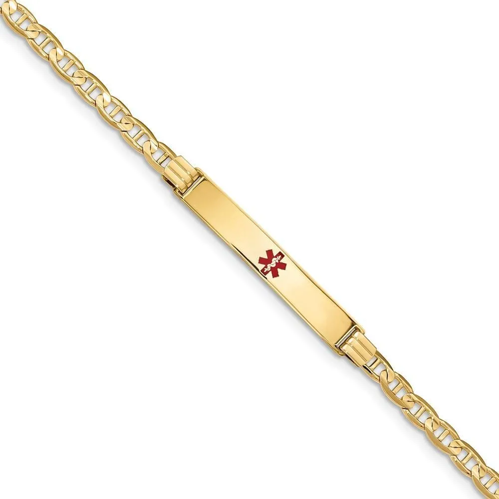 14K Yellow Gold Anchor Link Medical ID Bracelet