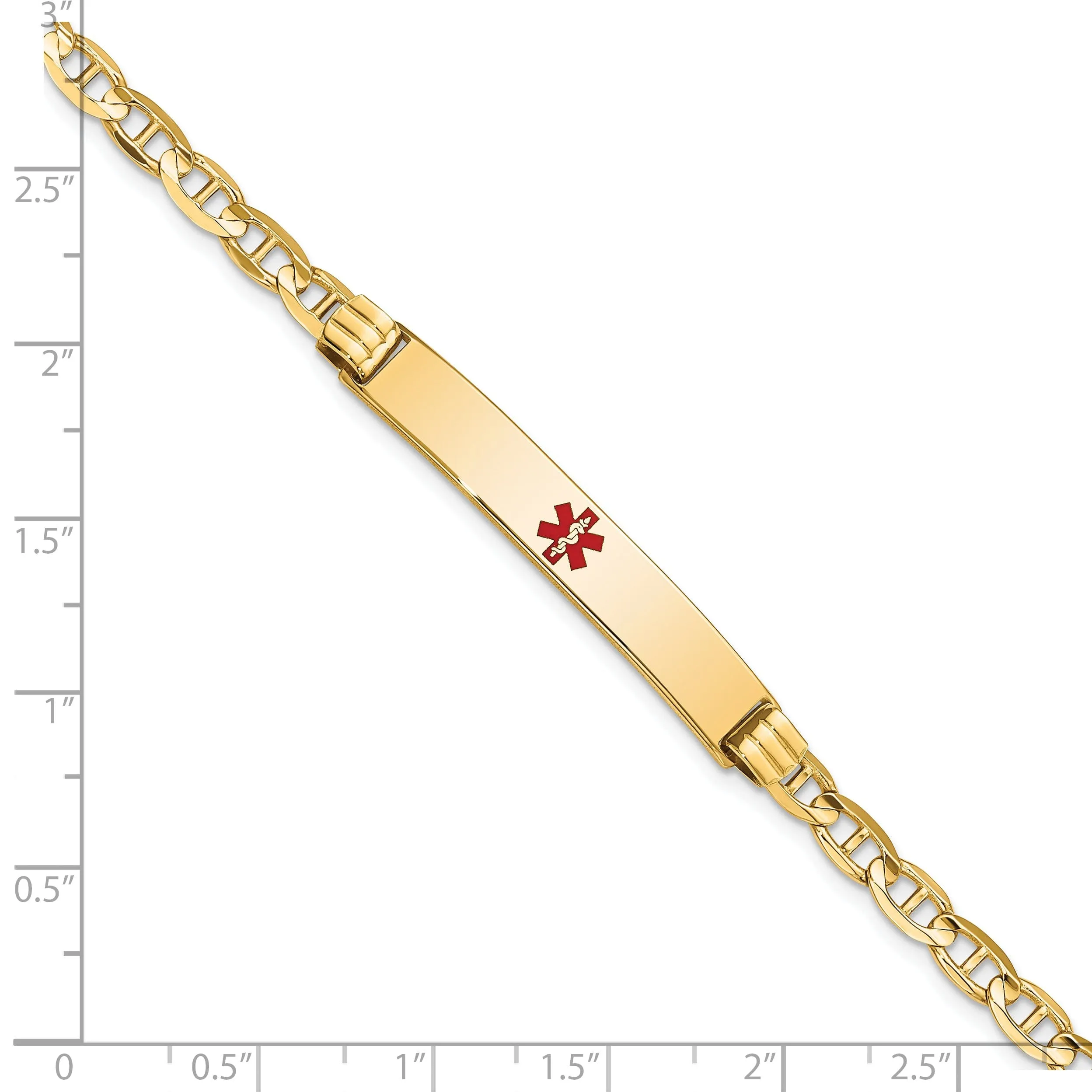 14K Yellow Gold Anchor Link Medical ID Bracelet