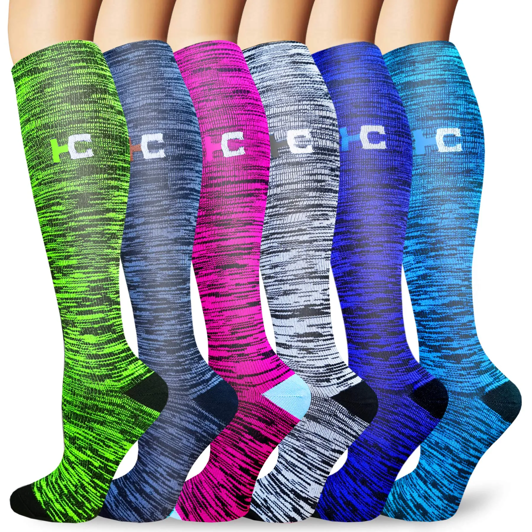 6-Pairs Color Mix Compression Socks for Man and Woman | ACTINPUT