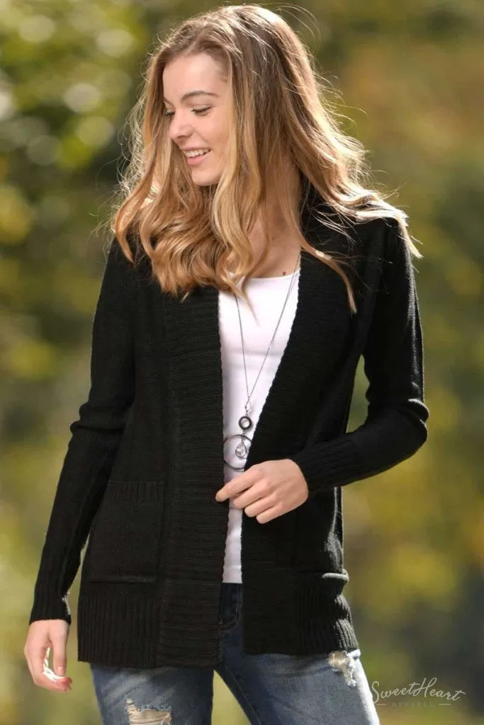 All Eyes On You - Black Knit Cardigan Sweater