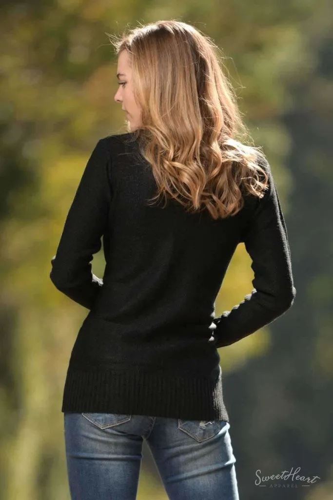 All Eyes On You - Black Knit Cardigan Sweater