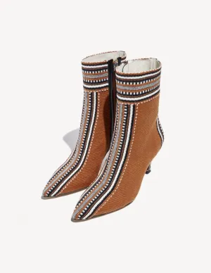 Amambaih Paris Monica Fabric Ankle Boot in Cognac