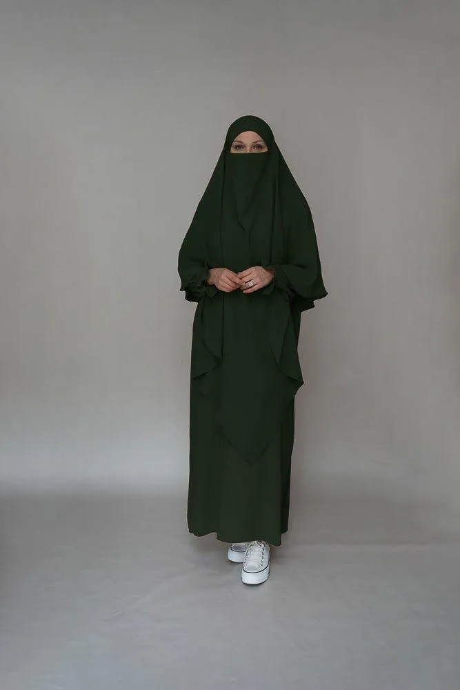 Army Green Two layer khimar niqab feature