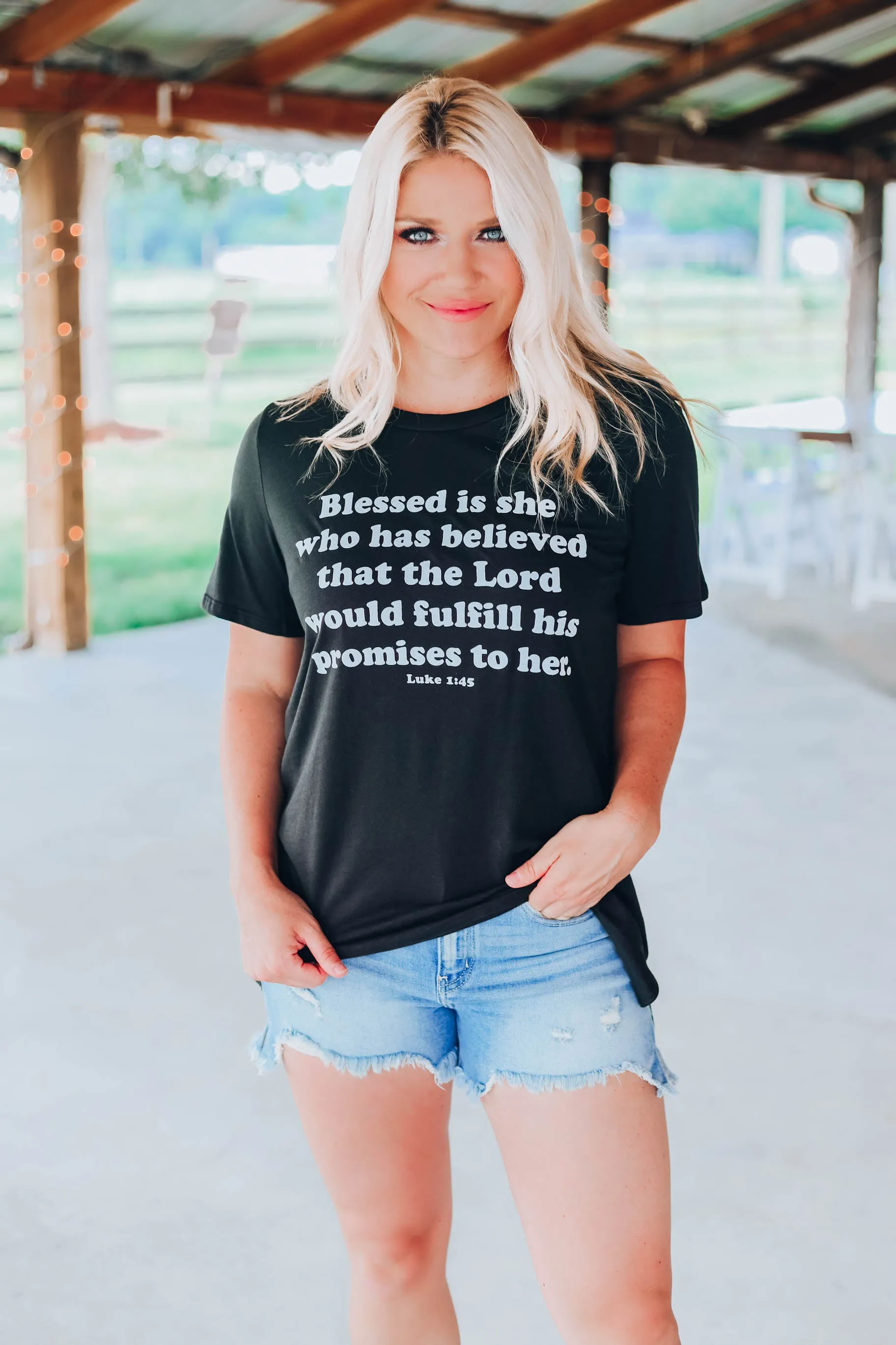 Blessed Is She.... Graphic Tee - Black