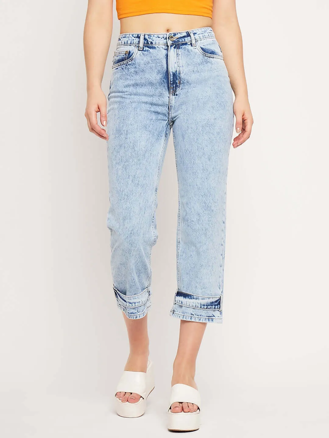 Camla Barcelona Low Rise Ice Blue Calf Length Jeans