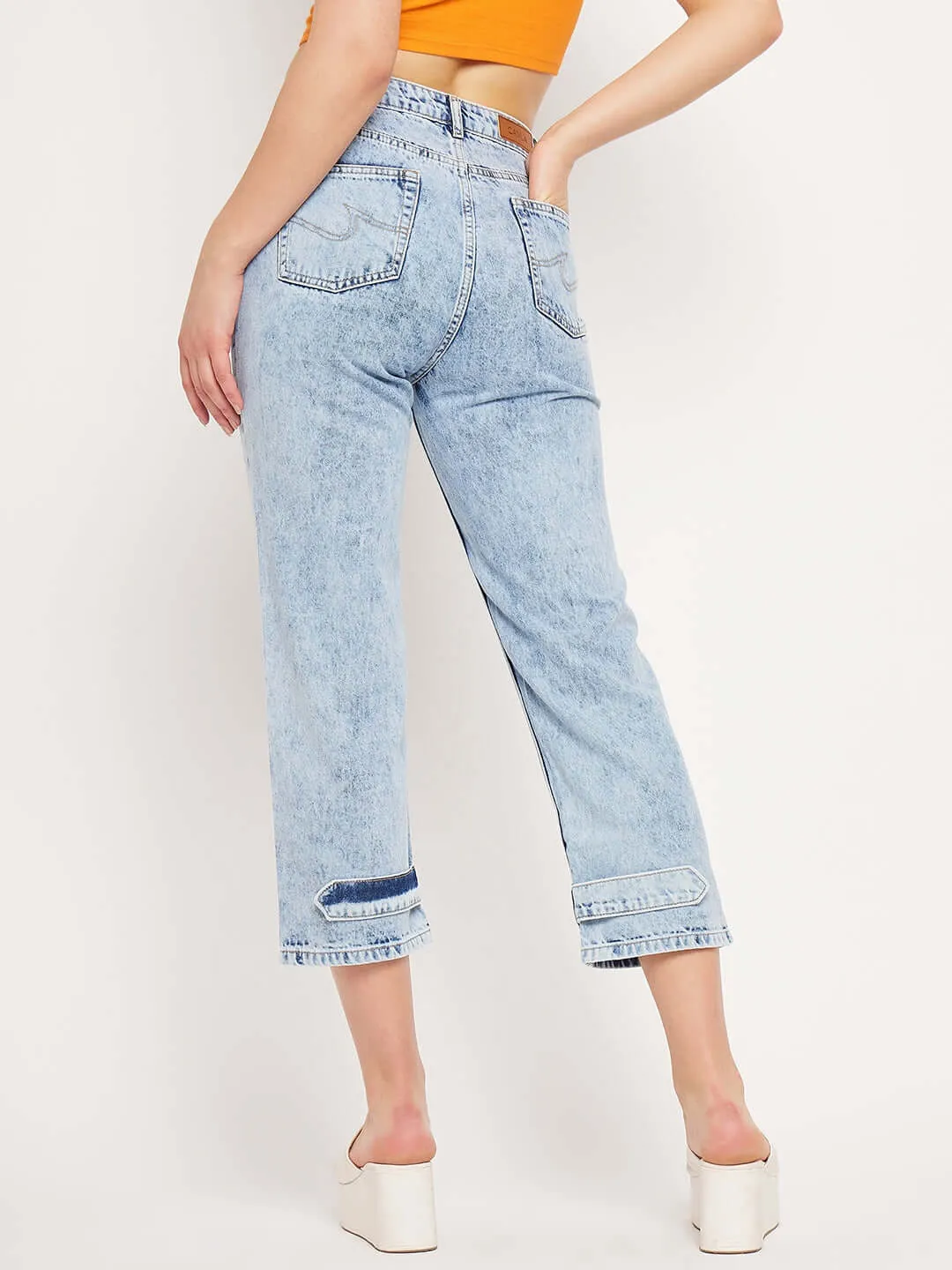 Camla Barcelona Low Rise Ice Blue Calf Length Jeans