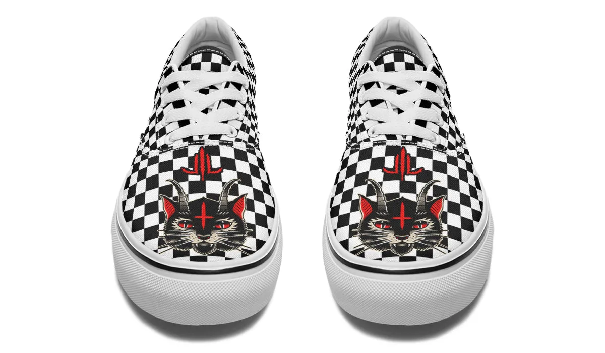 Cat Demon Checkered Classic Shoes