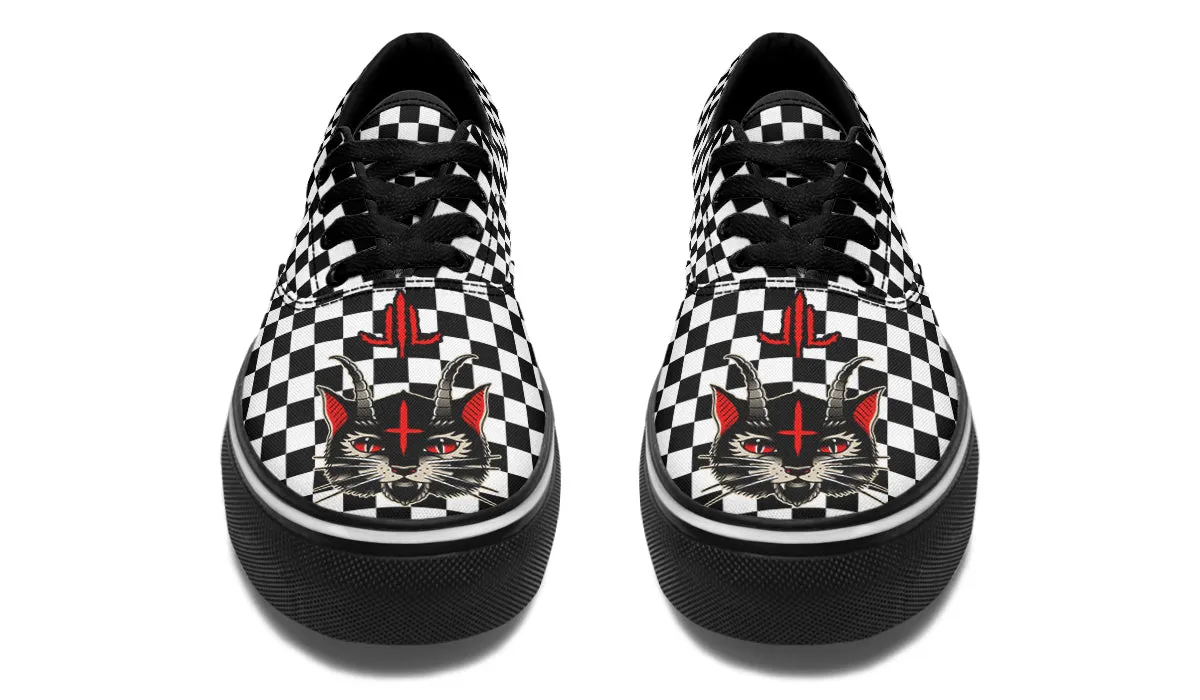 Cat Demon Checkered Classic Shoes