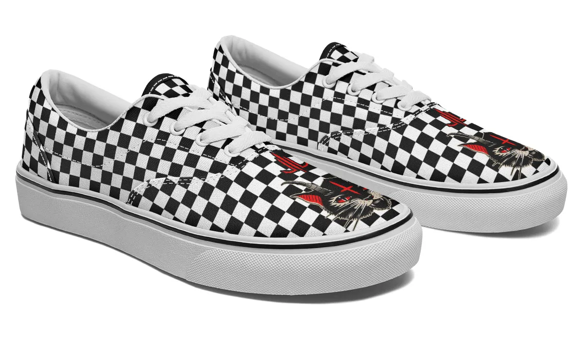 Cat Demon Checkered Classic Shoes