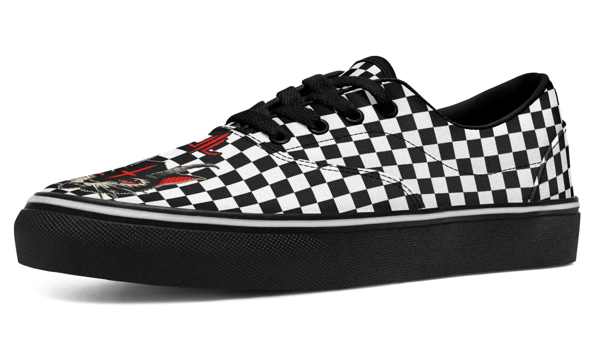 Cat Demon Checkered Classic Shoes