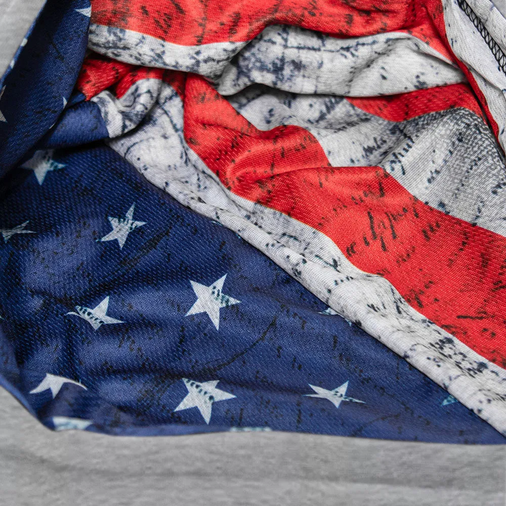 Classic Lined Hoodie | American Flag | Light Heather Grey