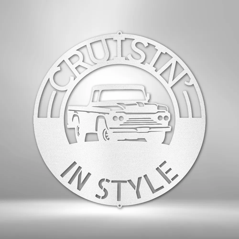Classic Pickup Truck Monogram - Steel Sign