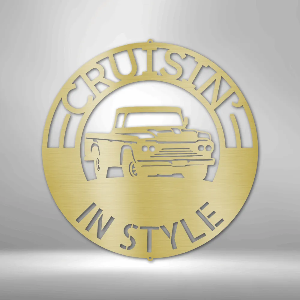 Classic Pickup Truck Monogram - Steel Sign