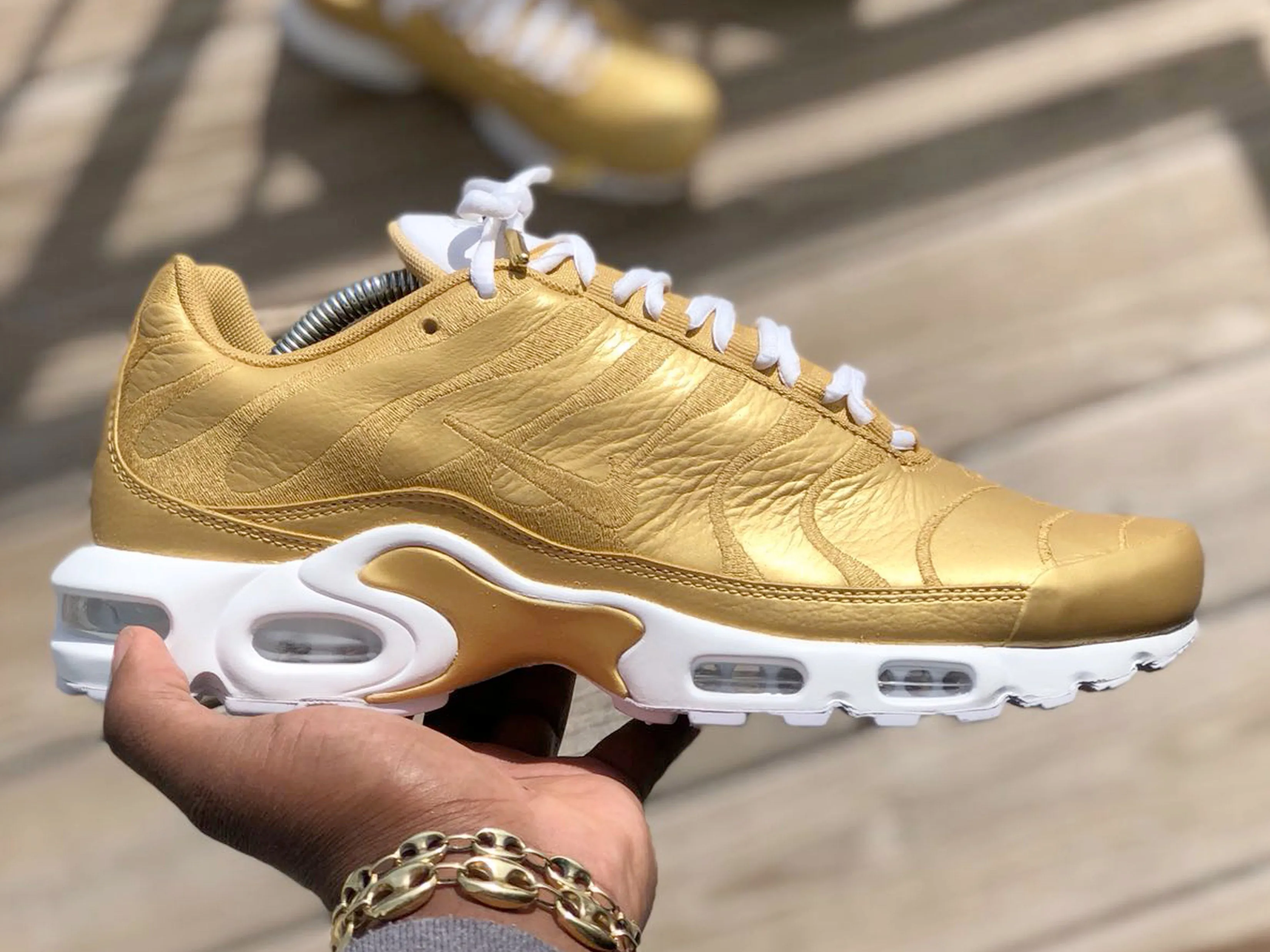 Custom Gold & White Nike Air Max