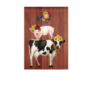 Fall Farm Stack Garden Linen Flag,14l9972