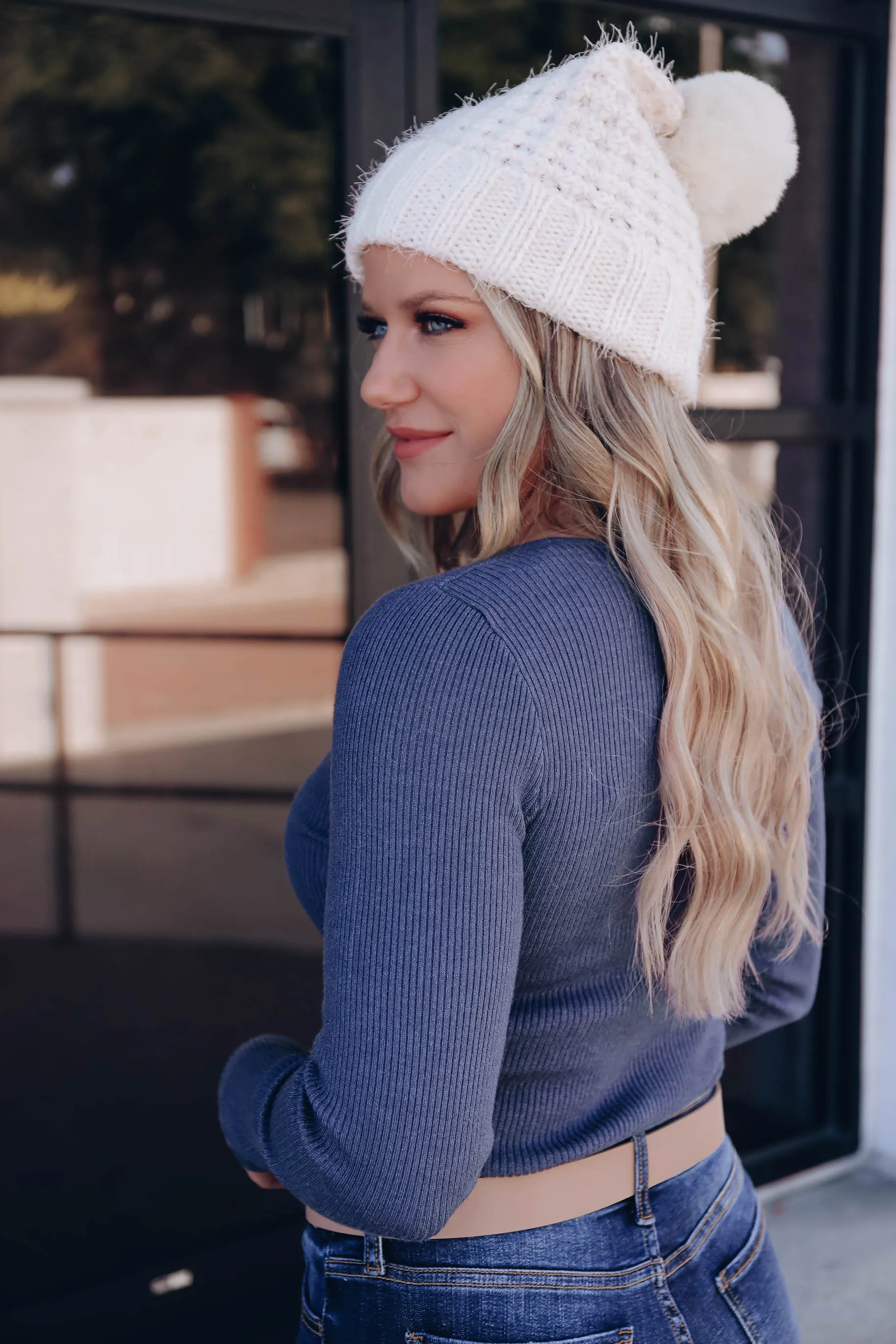 Kayla Henley Sweater Top - Blue