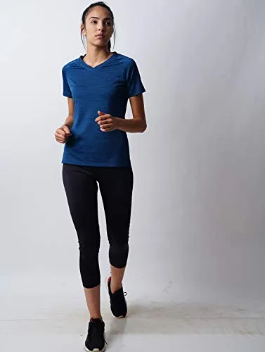 LAYA Women's Sports Raglan Tee (HARPER, Medium, Rama Blue)
