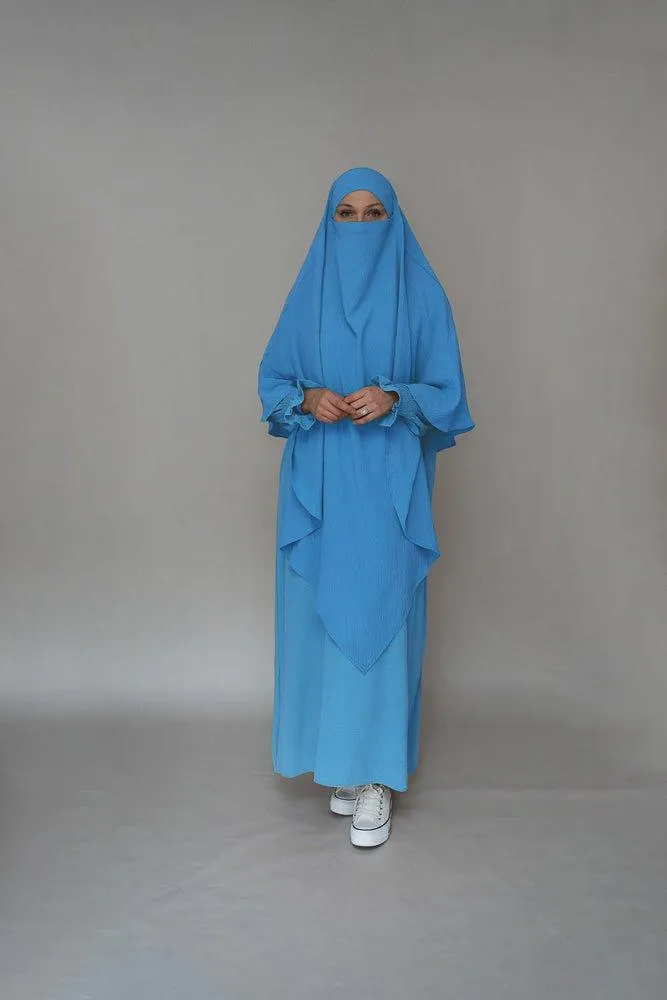Light Blue Two layer khimar niqab feature