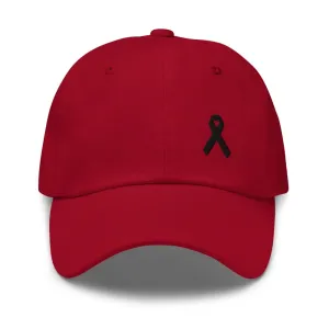 Melanoma and Skin Cancer Awareness Dad Hat with Black Ribbon