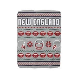 New England Ugly Sweater Sherpa Fleece Blanket