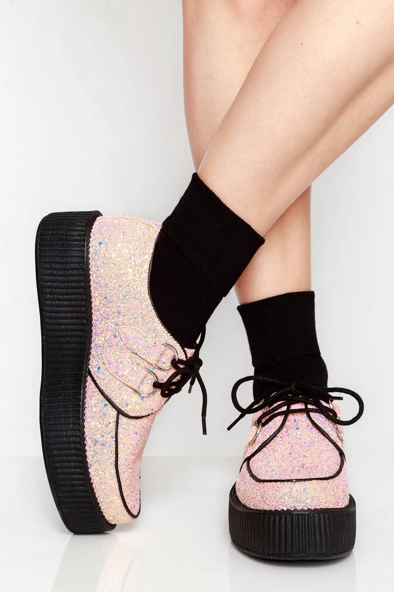 Peachy Pink Glitter Viva Mondo Creepers