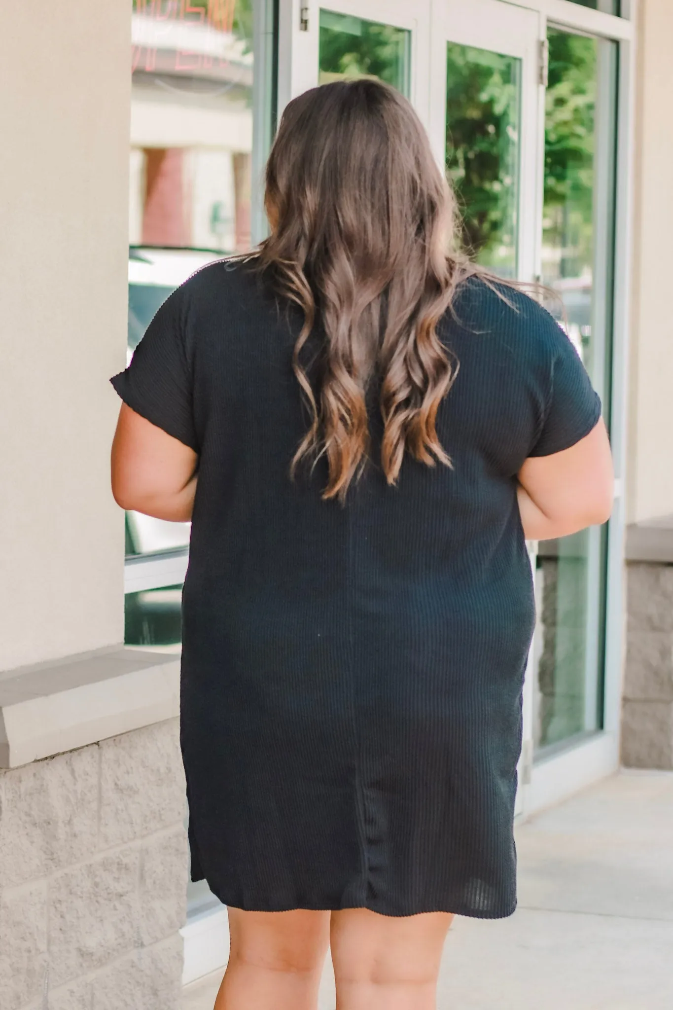 Relying On Ribbed Dress in Black