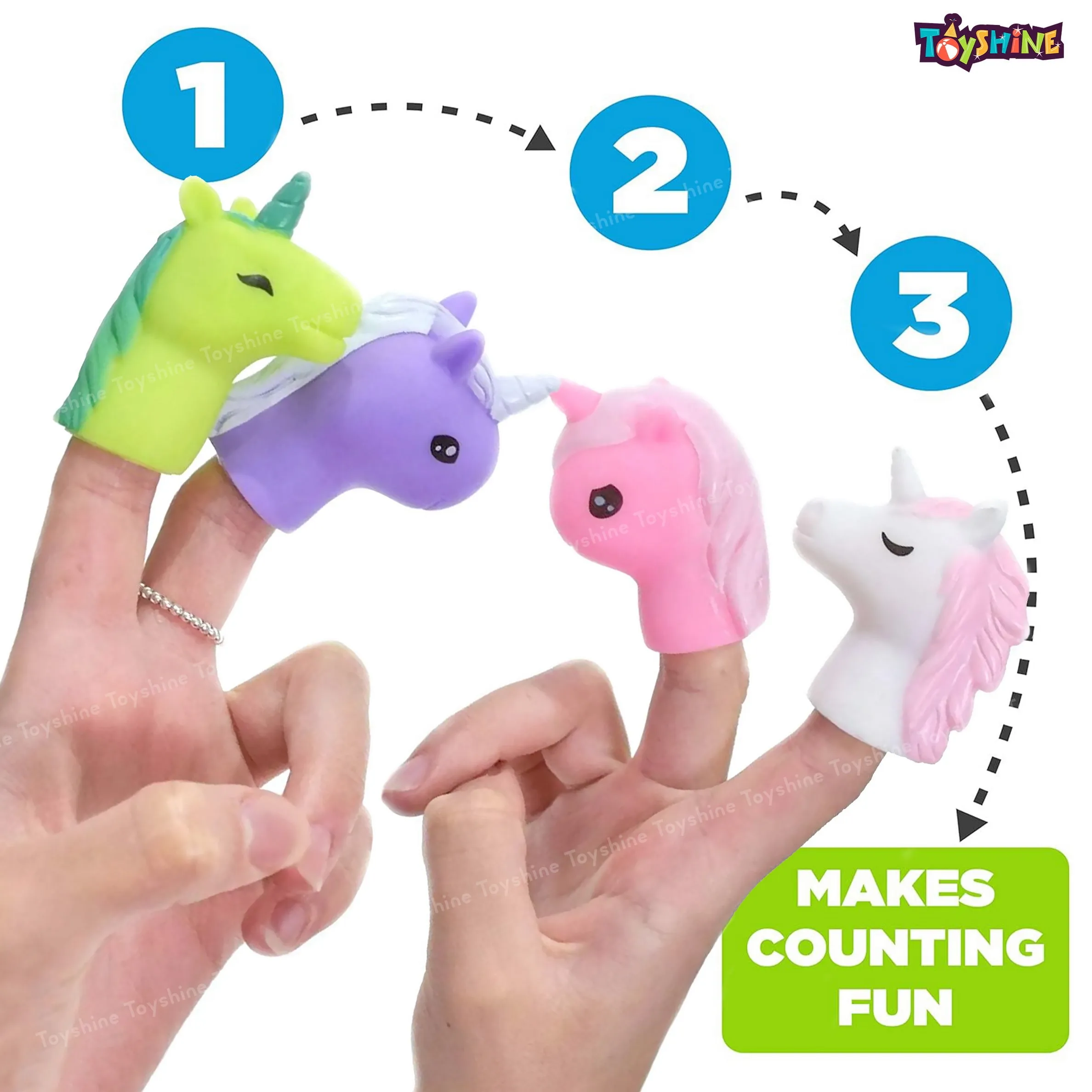 Toyshine 5 pc Cute Unicorn Interactive Storytelling Safe & Non-Toxic Baby Finger Puppet Toy Set for 3  Age