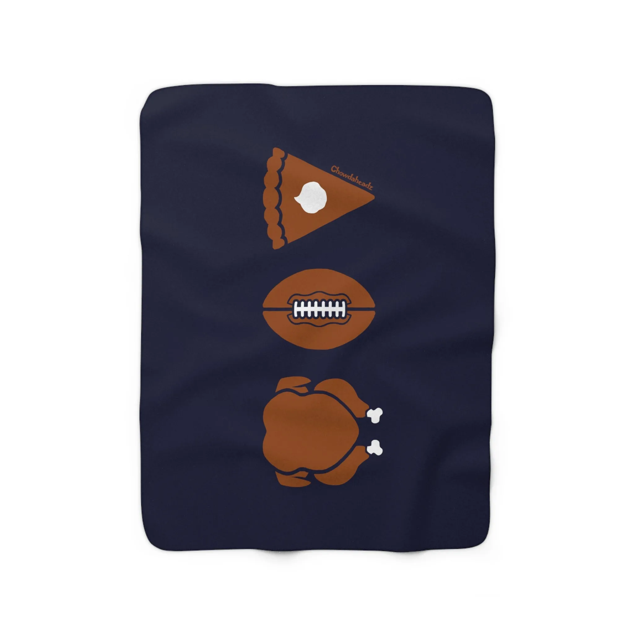 Turkey Football Pie Thanksgiving Sherpa Fleece Blanket