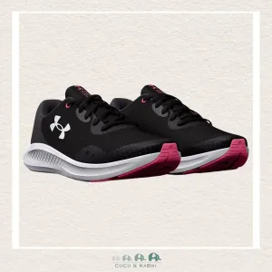 Under Armour Girls' Grade School Charged Pursuit 3 Running Shoes Black/Pink (M-Top-89)